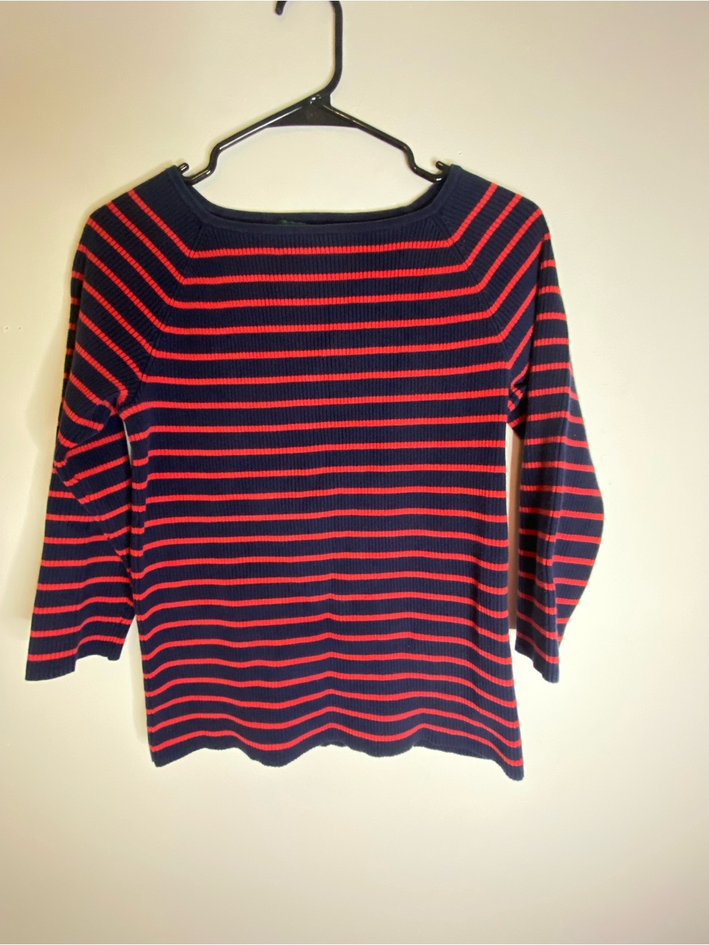 Lauren Ralph Lauren Navy & Red Striped Boatneck Sweater